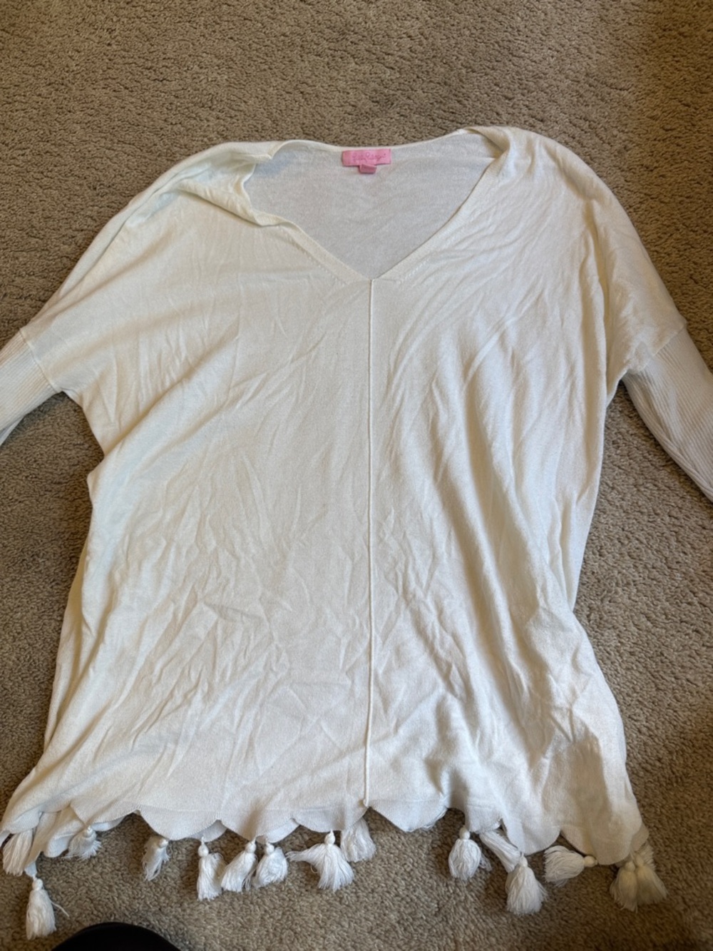 Lilly Pulitzer Cream V-Neck Tassel-Hem Tunic